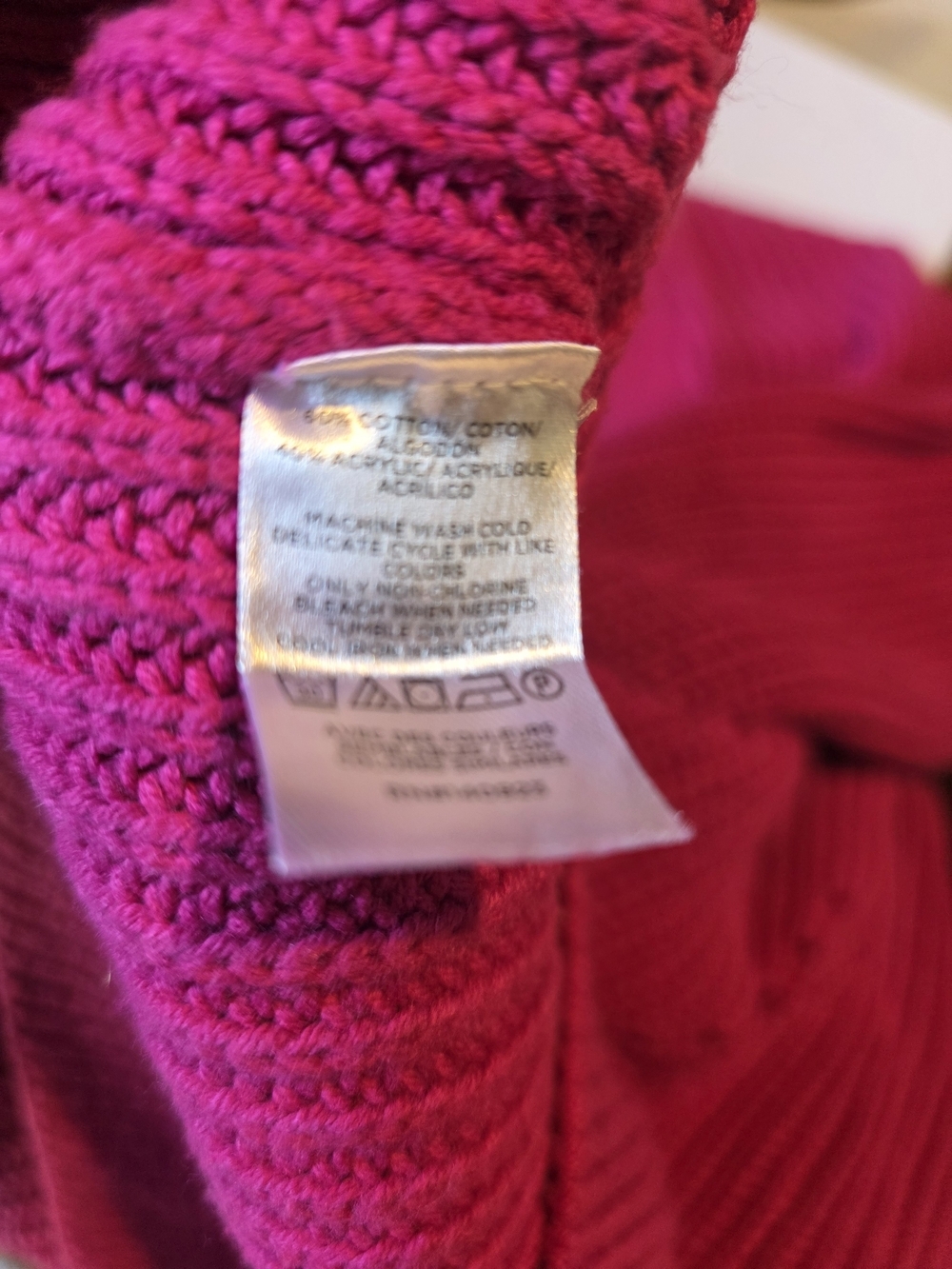 LOFT Fuchsia Ribbed V-Neck Button Cardigan - Picture 6 of 6